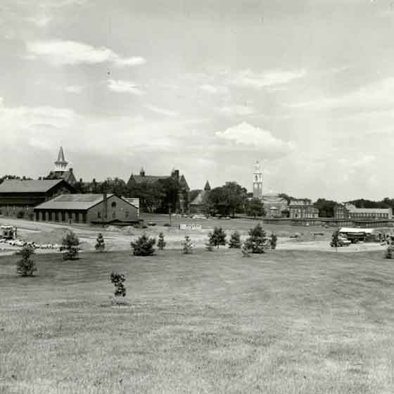 Central campus in the 1960s, before many of the academic buildings there today were built. 