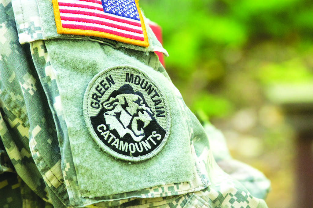 A ROTC student’s patches are displayed. 